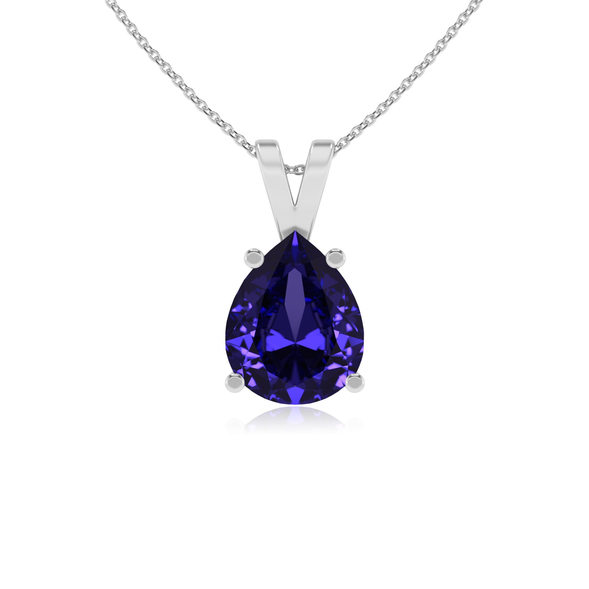 natural tanzanite pear shape solitaire v-bale pendant necklace