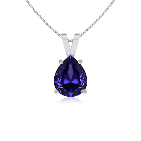 natural tanzanite pear shape solitaire v-bale pendant necklace