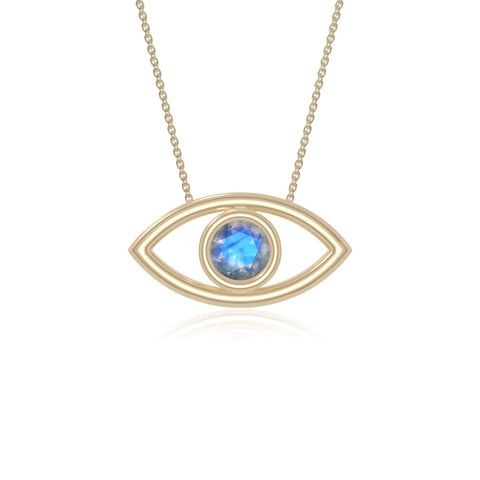 natural labradorite evil eye necklaces in yellow gold vermeil 