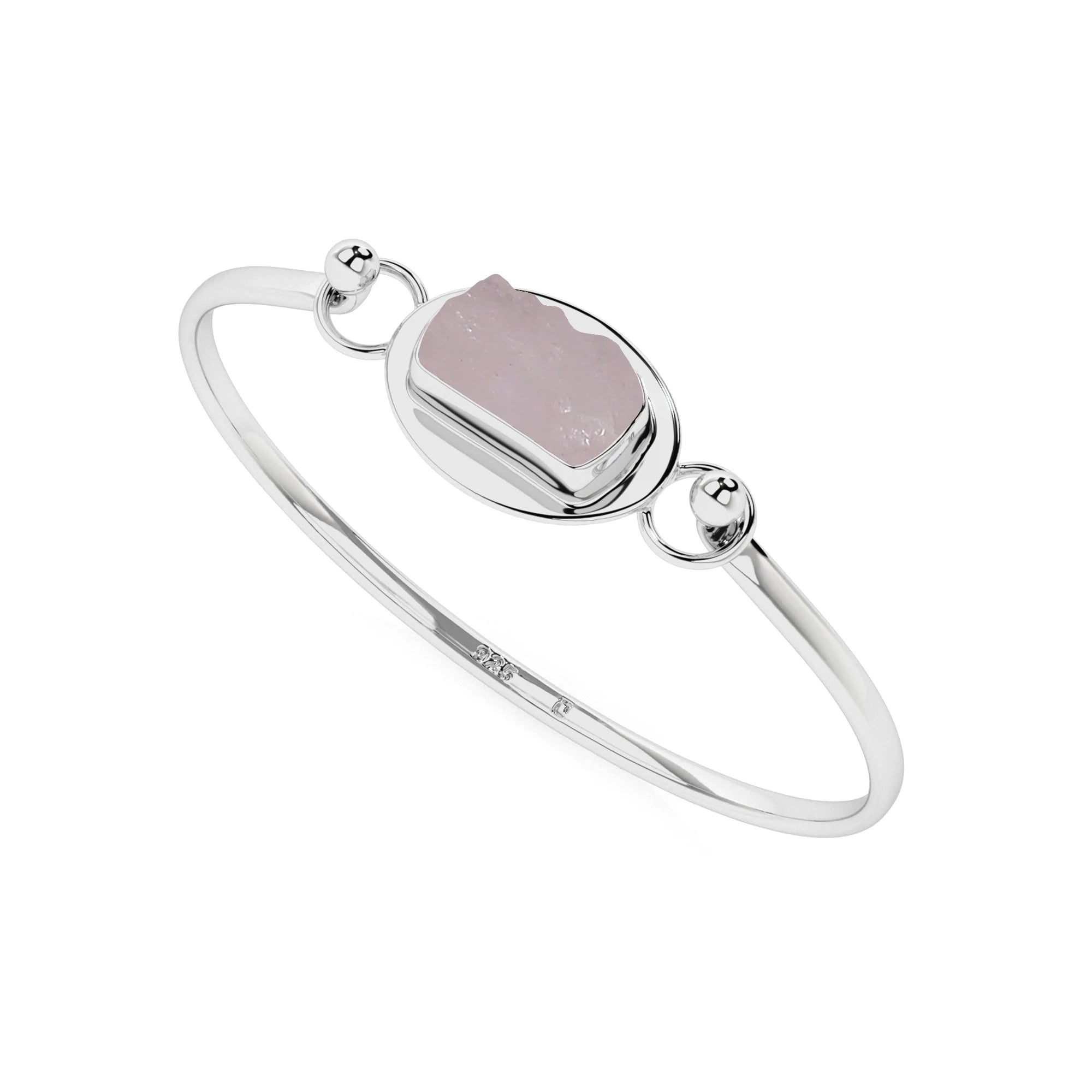 natural rose-quartz rough shape twister bracelet