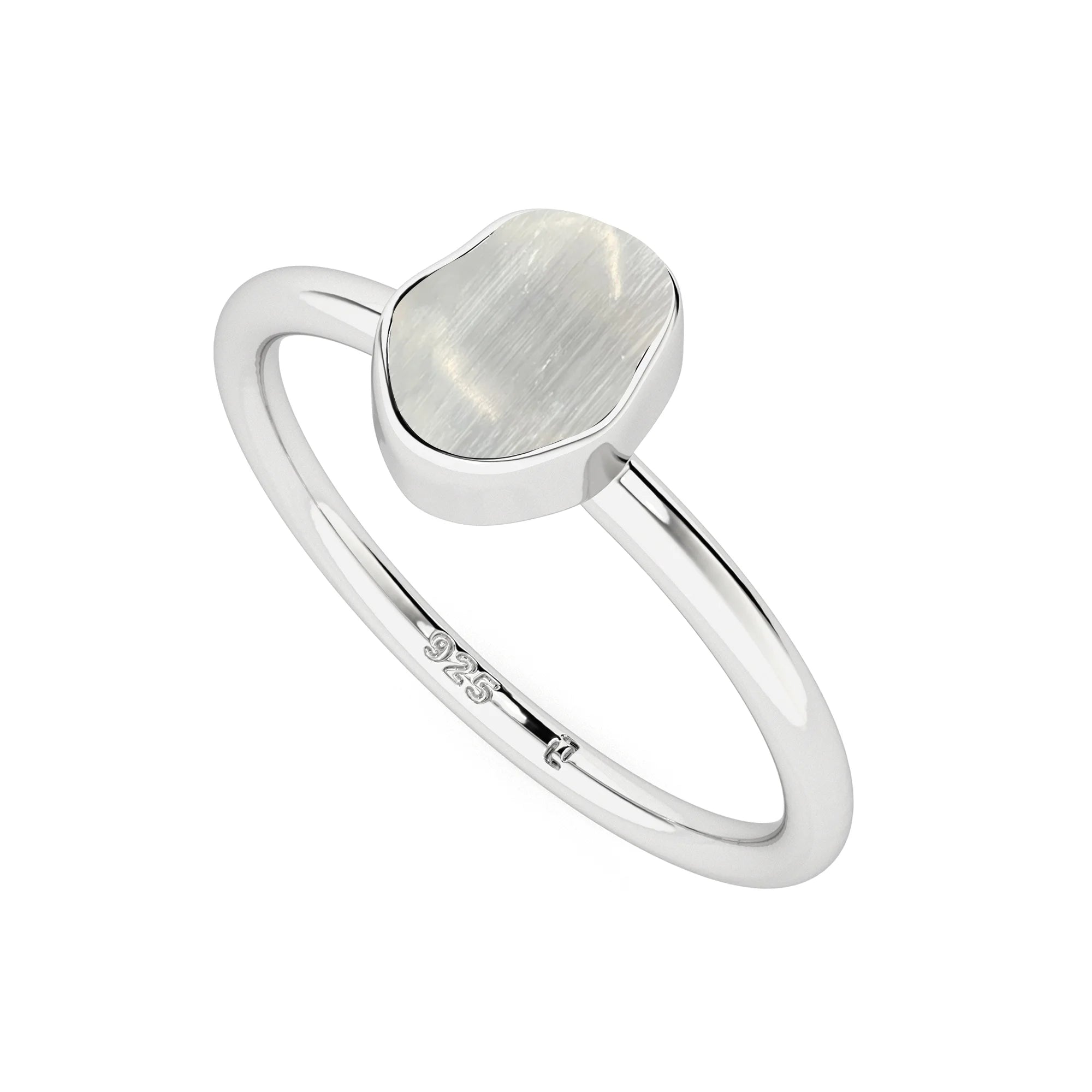 selenite rough shape stackable bezel-set ring