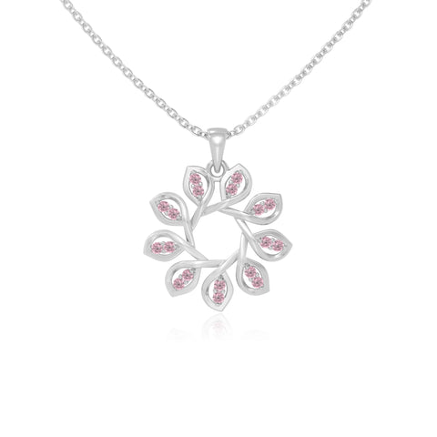 natural pink-tourmaline flower necklaces in sterling silver 