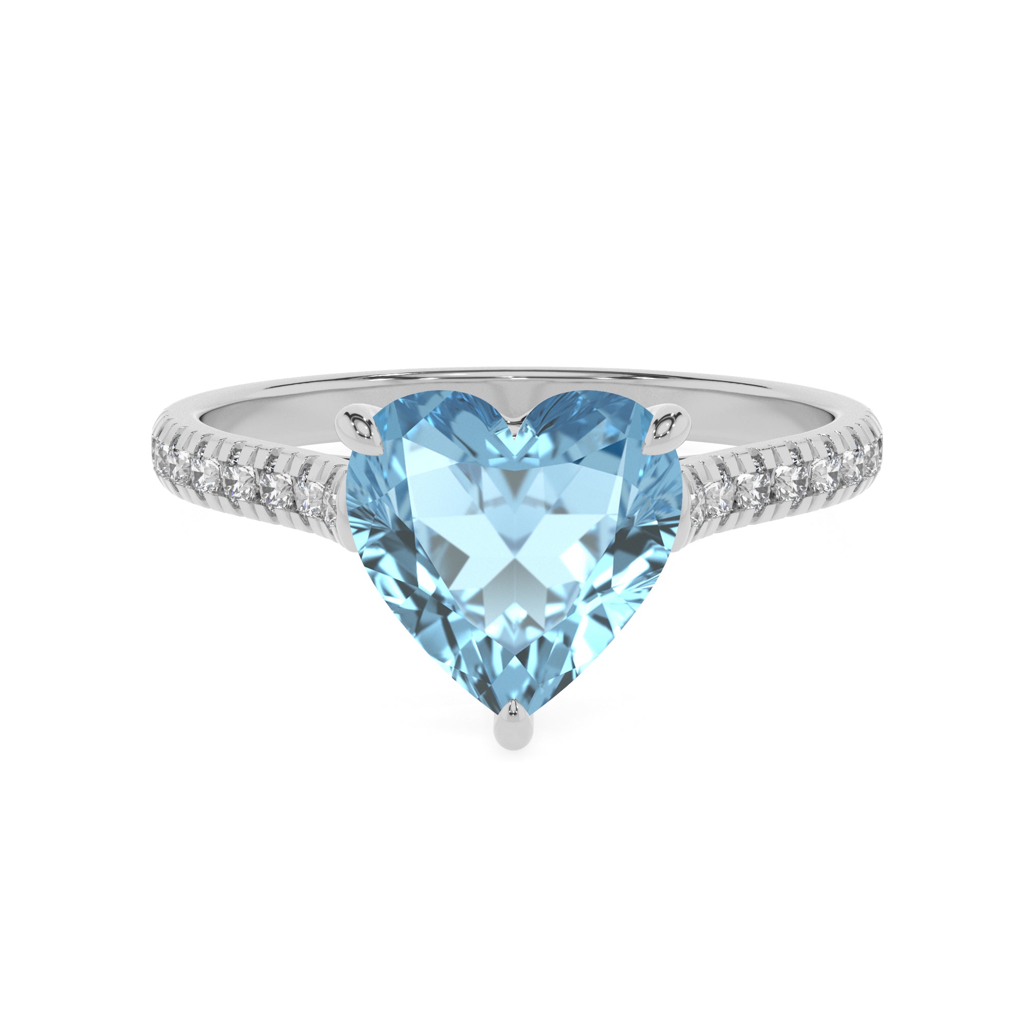 lab grown aquamarine heart half eterity solitaire engagement ring