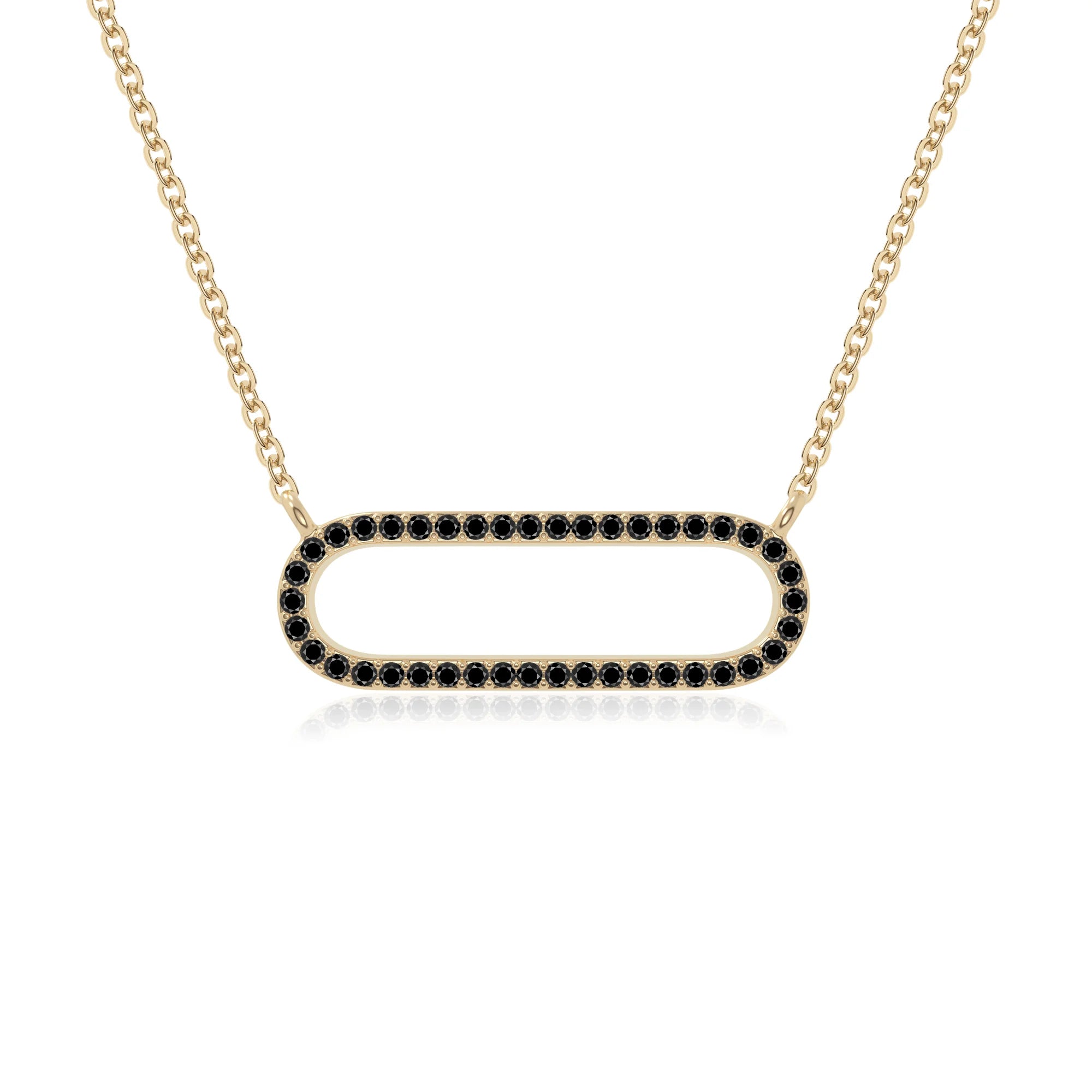 natural black-onyx oval paperclip necklaces in yellow gold vermeil 