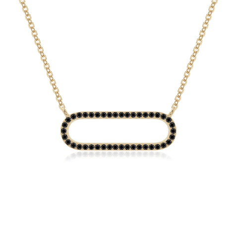 natural black-onyx oval paperclip necklaces in yellow gold vermeil 