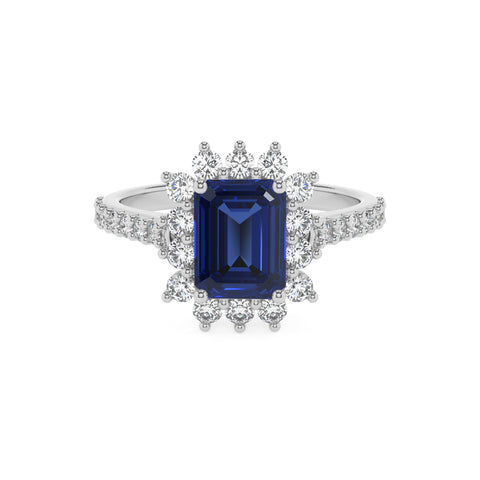 lab-grown blue-sapphire emerald half eterity halo solitaire engagement ring