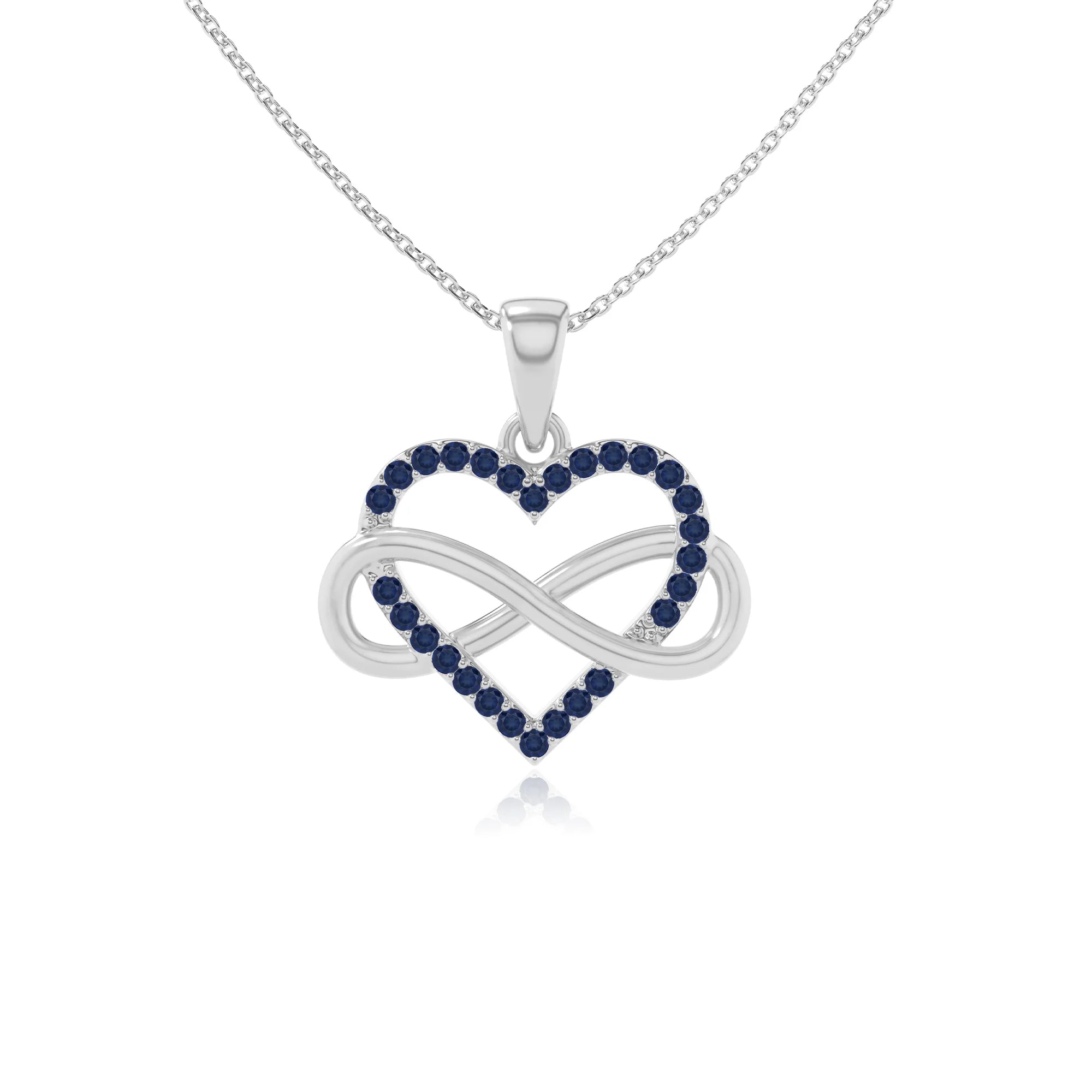 natural blue-sapphire infinity heart necklaces in sterling silver 