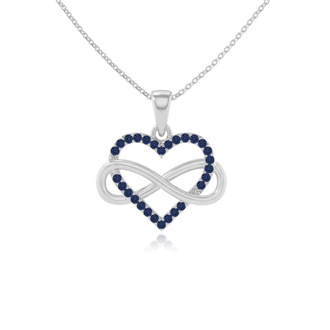 natural blue-sapphire infinity heart necklaces in sterling silver 