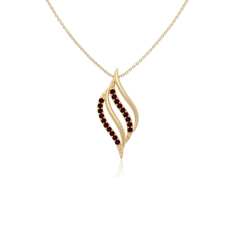 natural garnet flame necklaces in yellow gold vermeil 