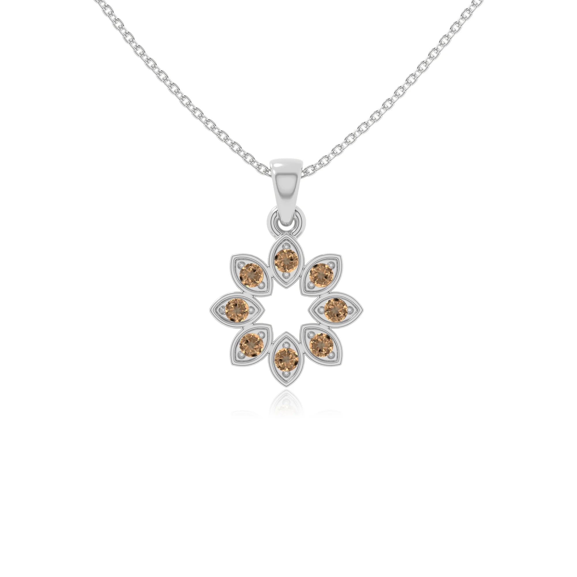 natural citrine flower necklaces in sterling silver 
