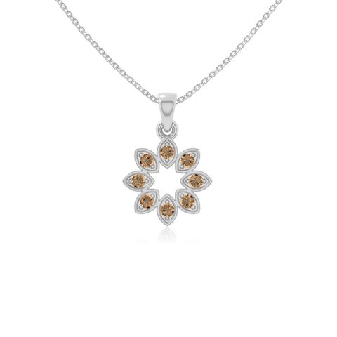 natural citrine flower necklaces in sterling silver 
