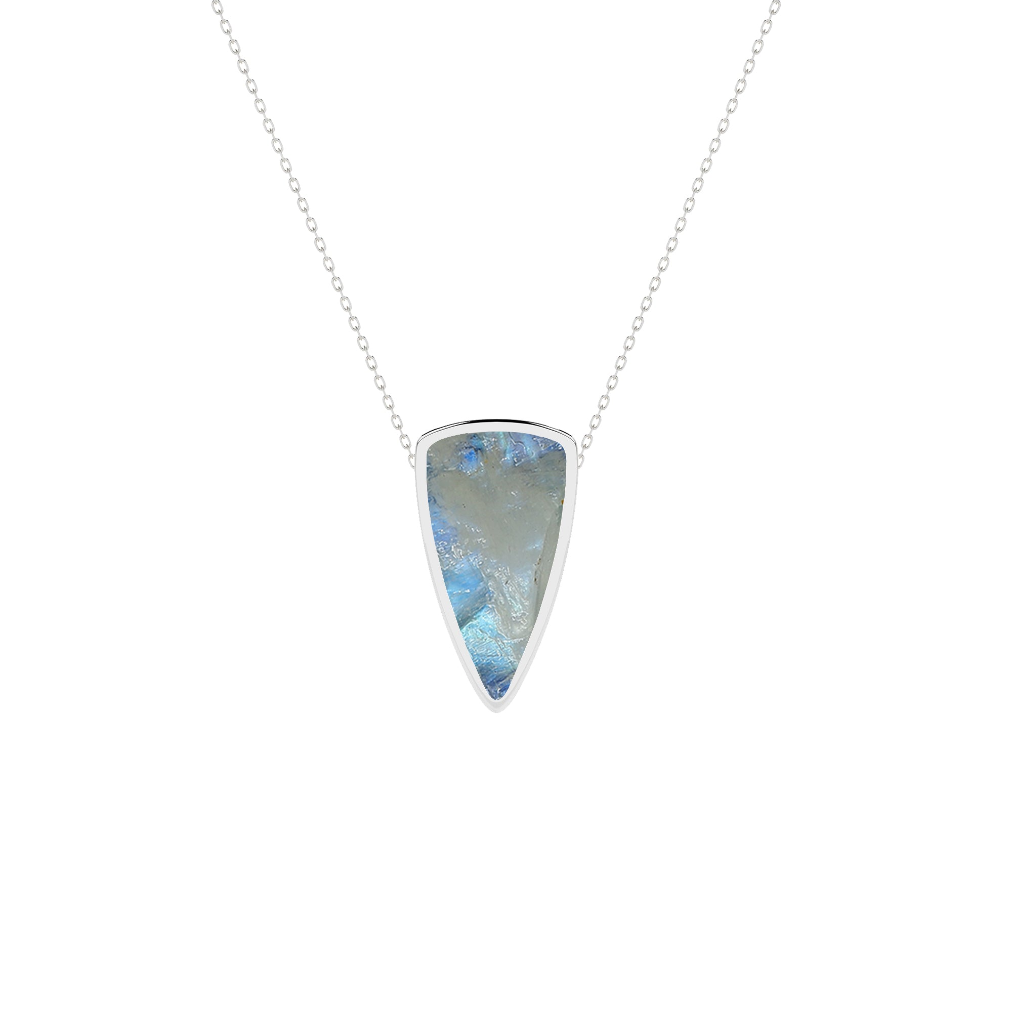 natural rainbow-moonstone bullet shape pendant necklace