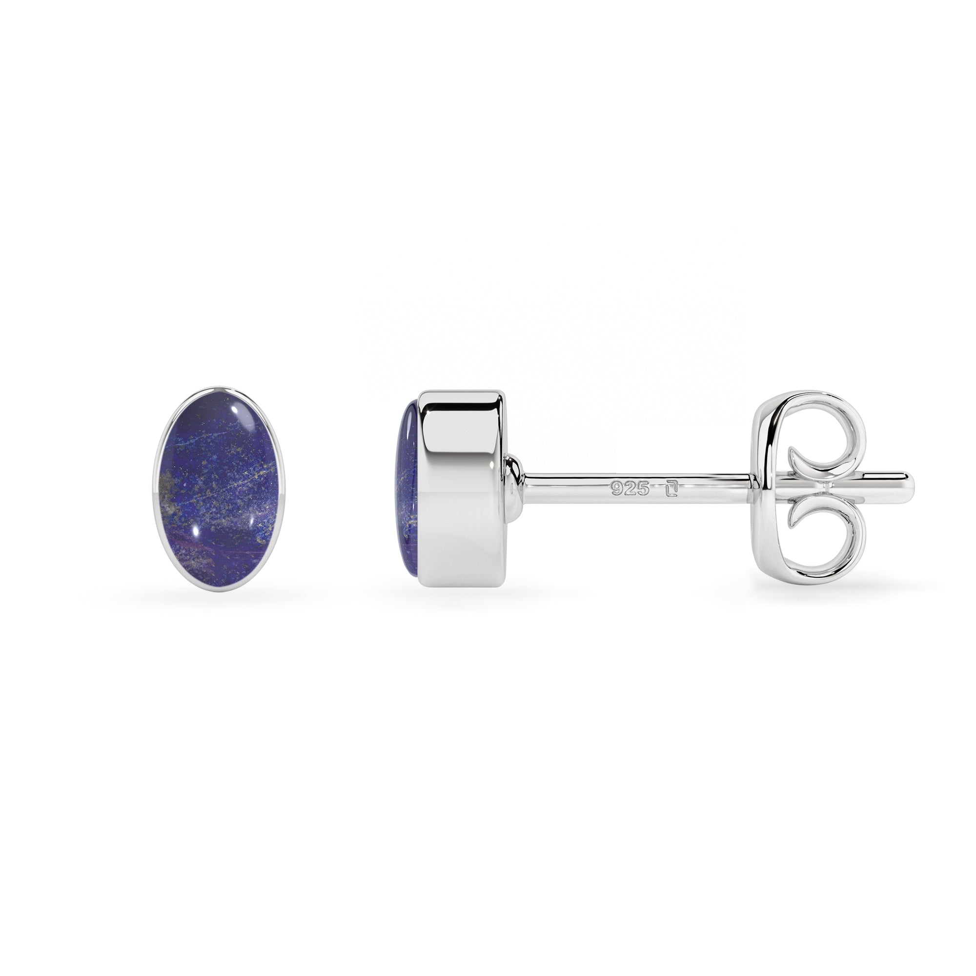 natural lapis lazuli oval shape stud earrings