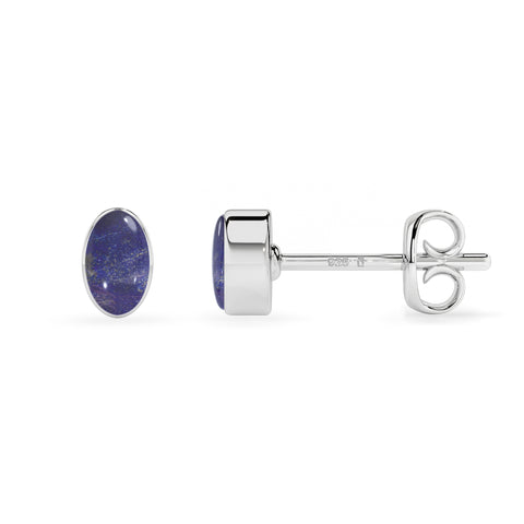 natural lapis lazuli oval shape stud earrings