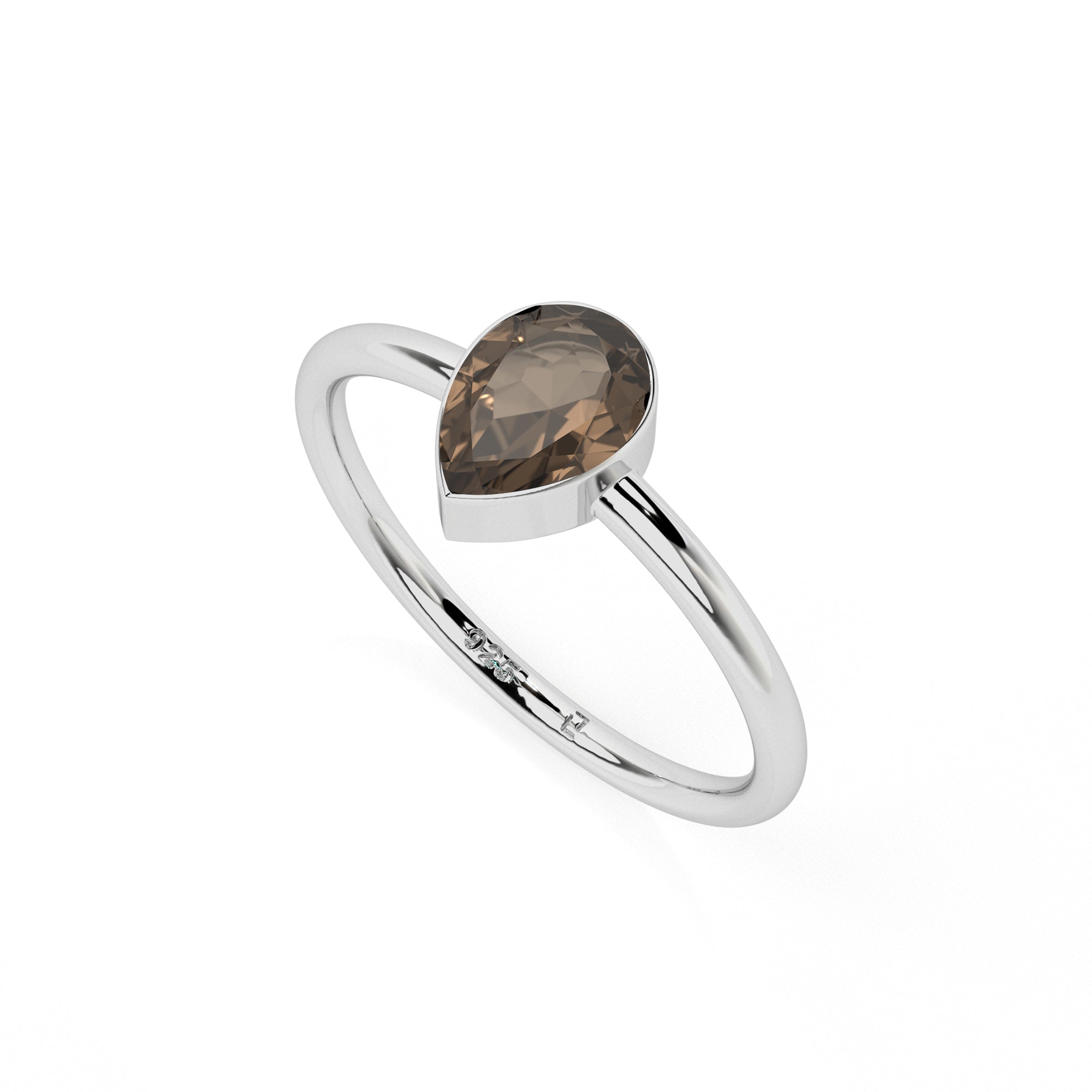 smoky quartz pear cut stackable bezel-set ring