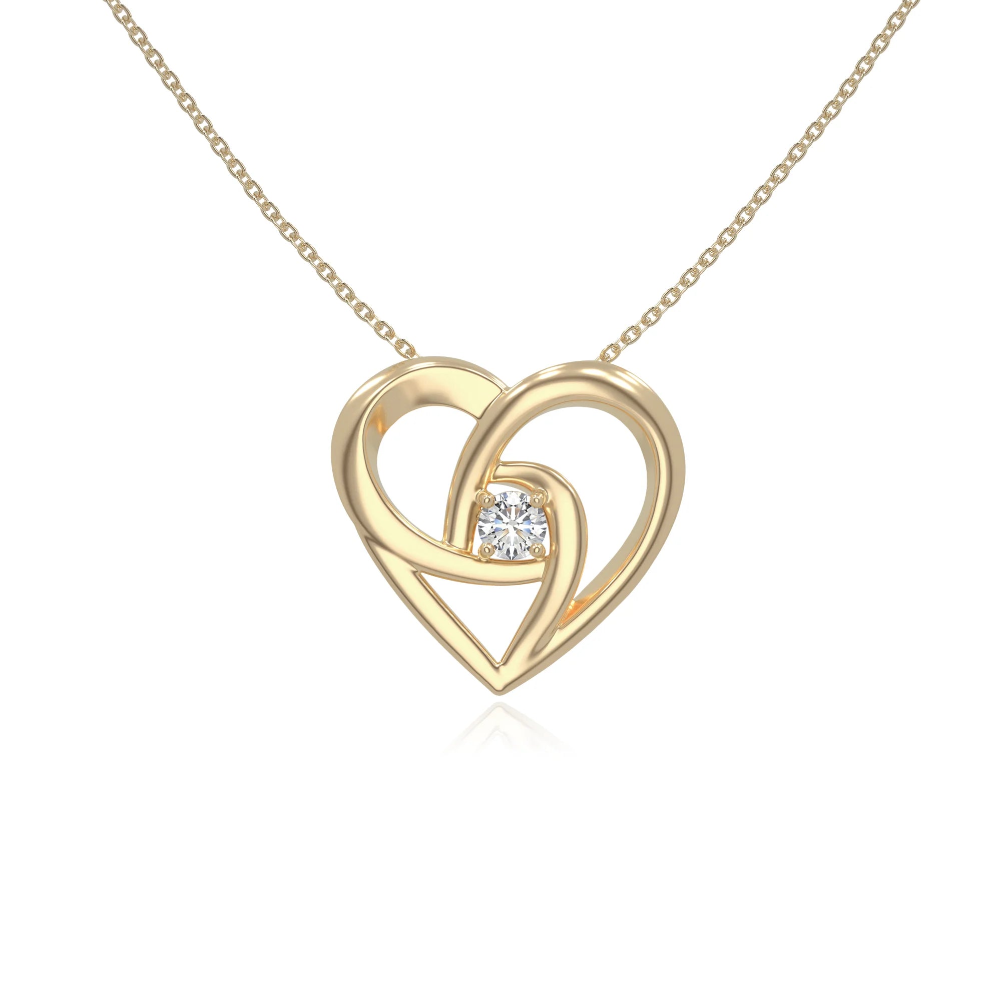 moissanite floral heart necklaces in yellow gold vermeil 