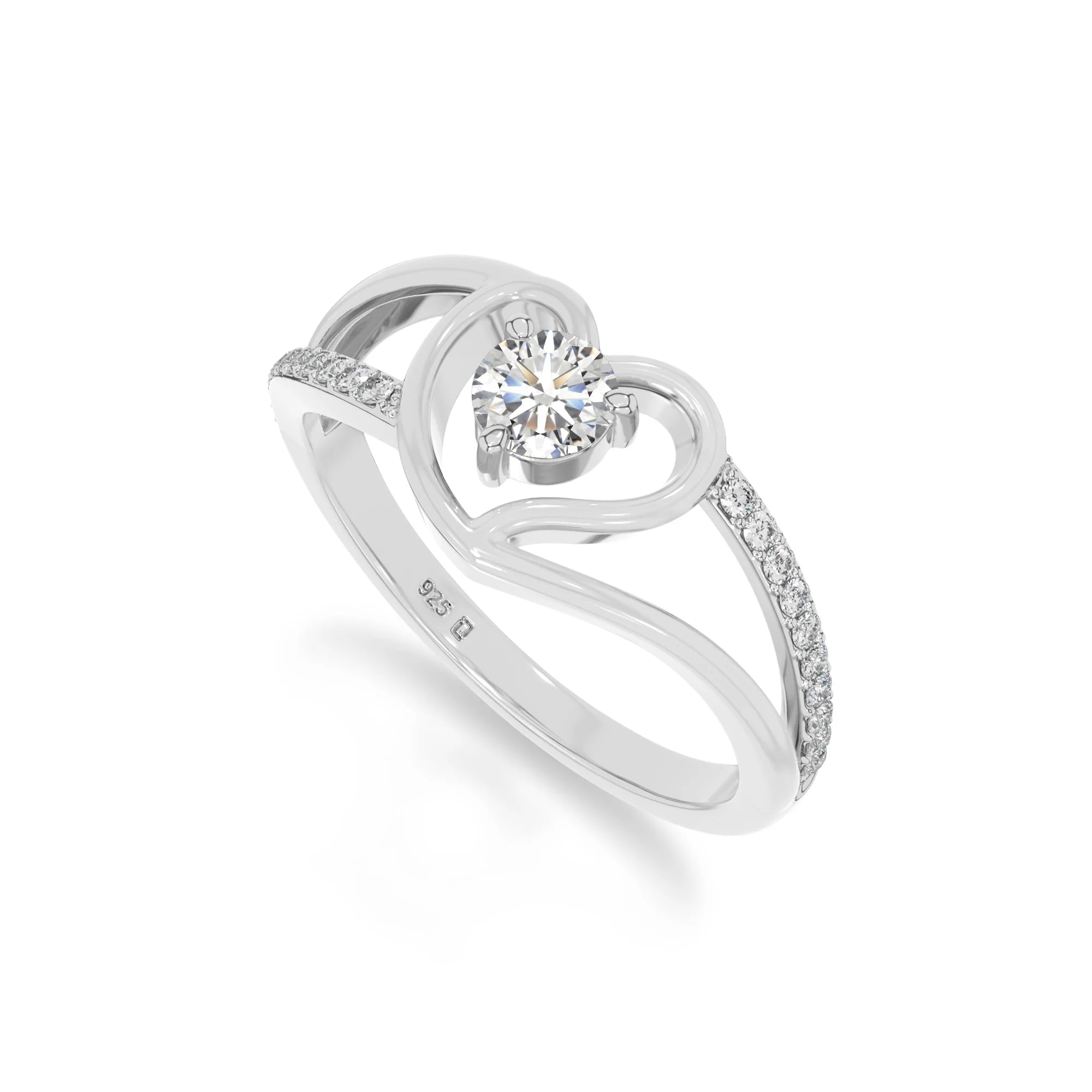 natural moissanite heart promise rings in sterling silver 