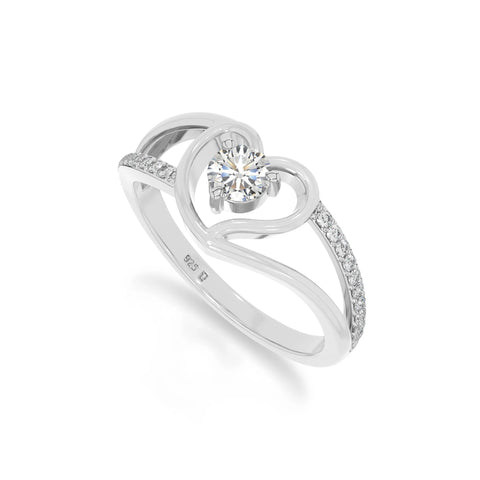 natural moissanite heart promise rings in sterling silver 