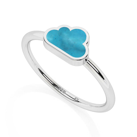 turquoise cloud shape stackable bezel-set ring