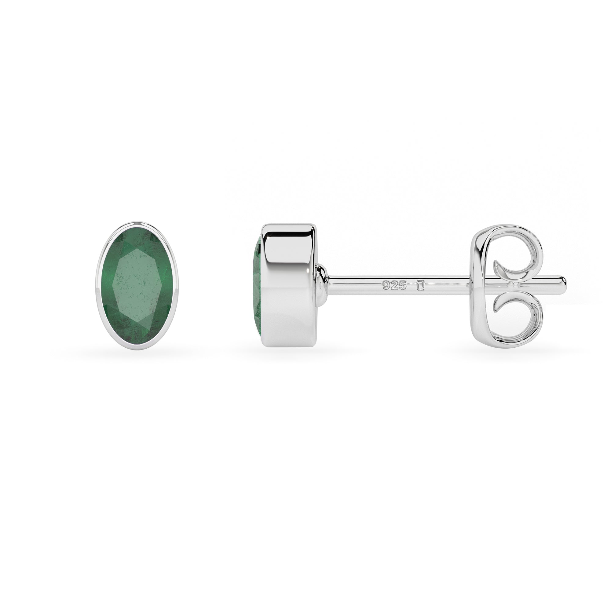 natural emerald oval shape stud earrings