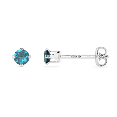 natural london blue topaz round shape stud earrings