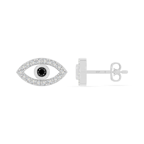 natural black-onyx evil eye stud earrings in sterling silver 