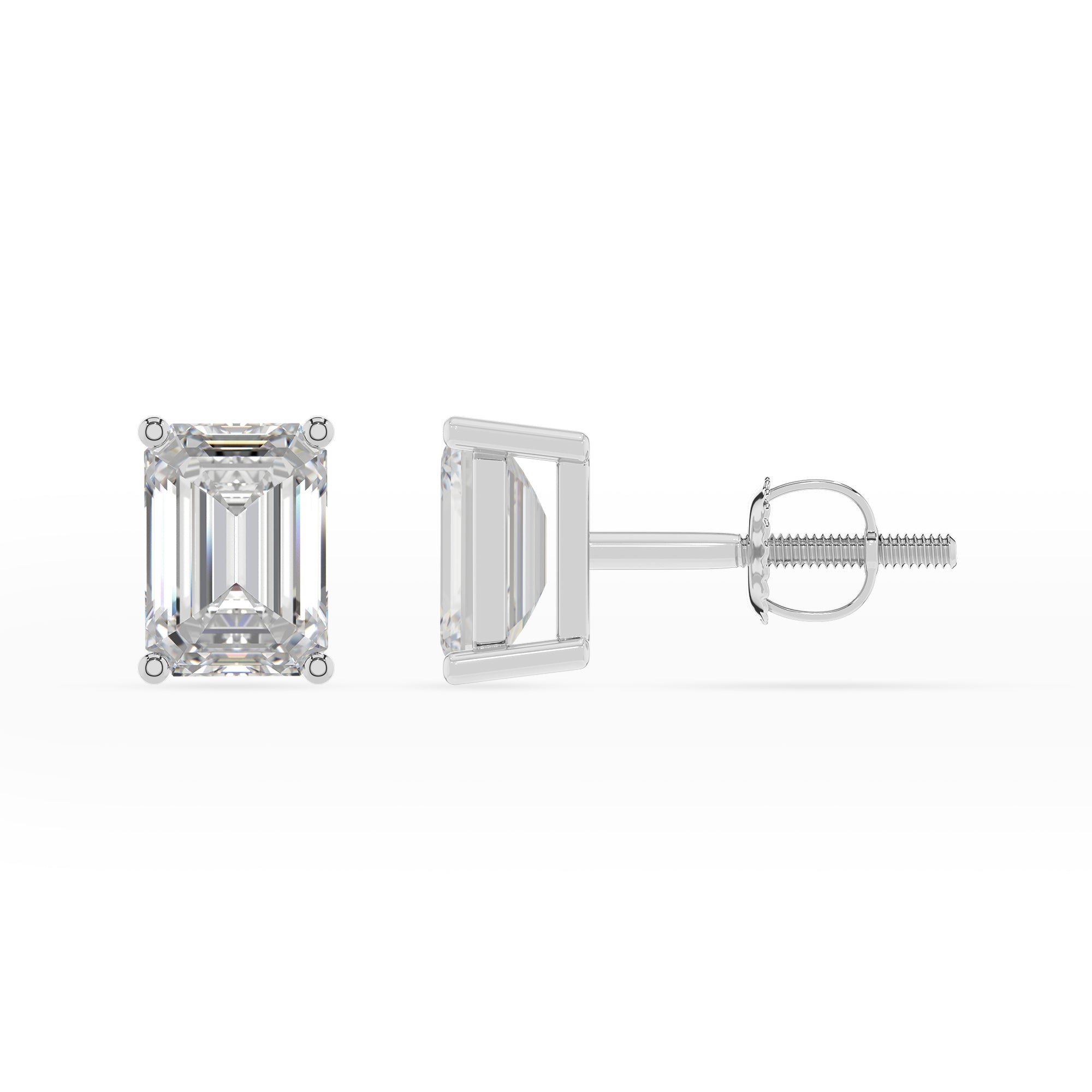 lab grown moissanite emerald cut stud earrings 