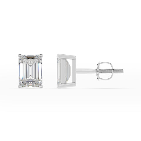 lab grown moissanite emerald cut stud earrings 