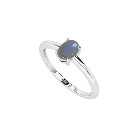 labradorite oval cab stackable prong-set ring