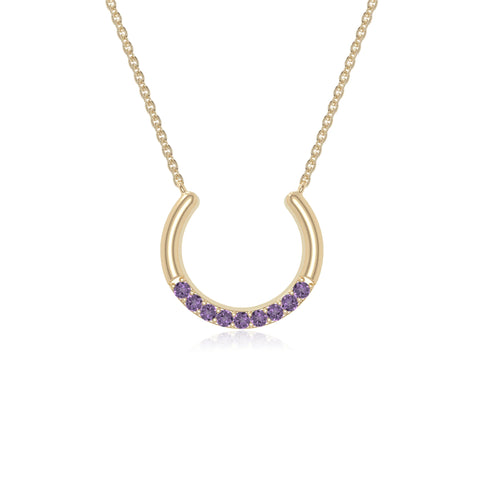 natural amethyst horse shoe necklaces in yellow gold vermeil 