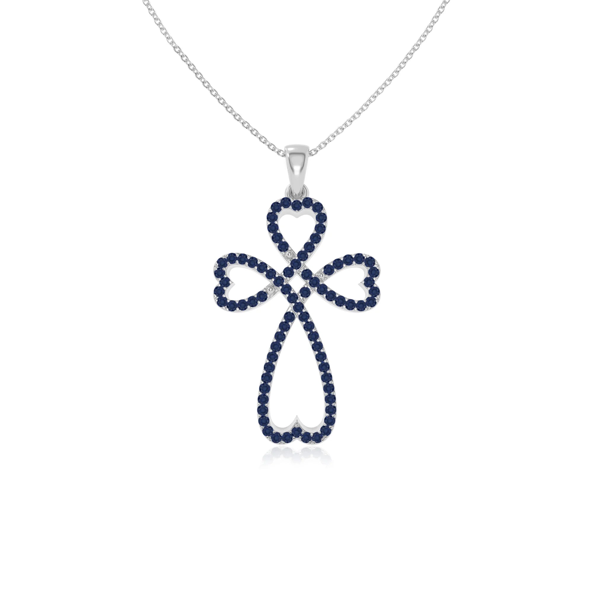 natural blue-sapphire infinity cross necklaces in sterling silver 