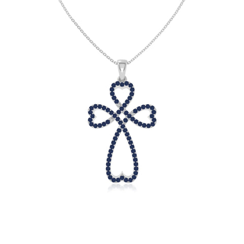 natural blue-sapphire infinity cross necklaces in sterling silver 