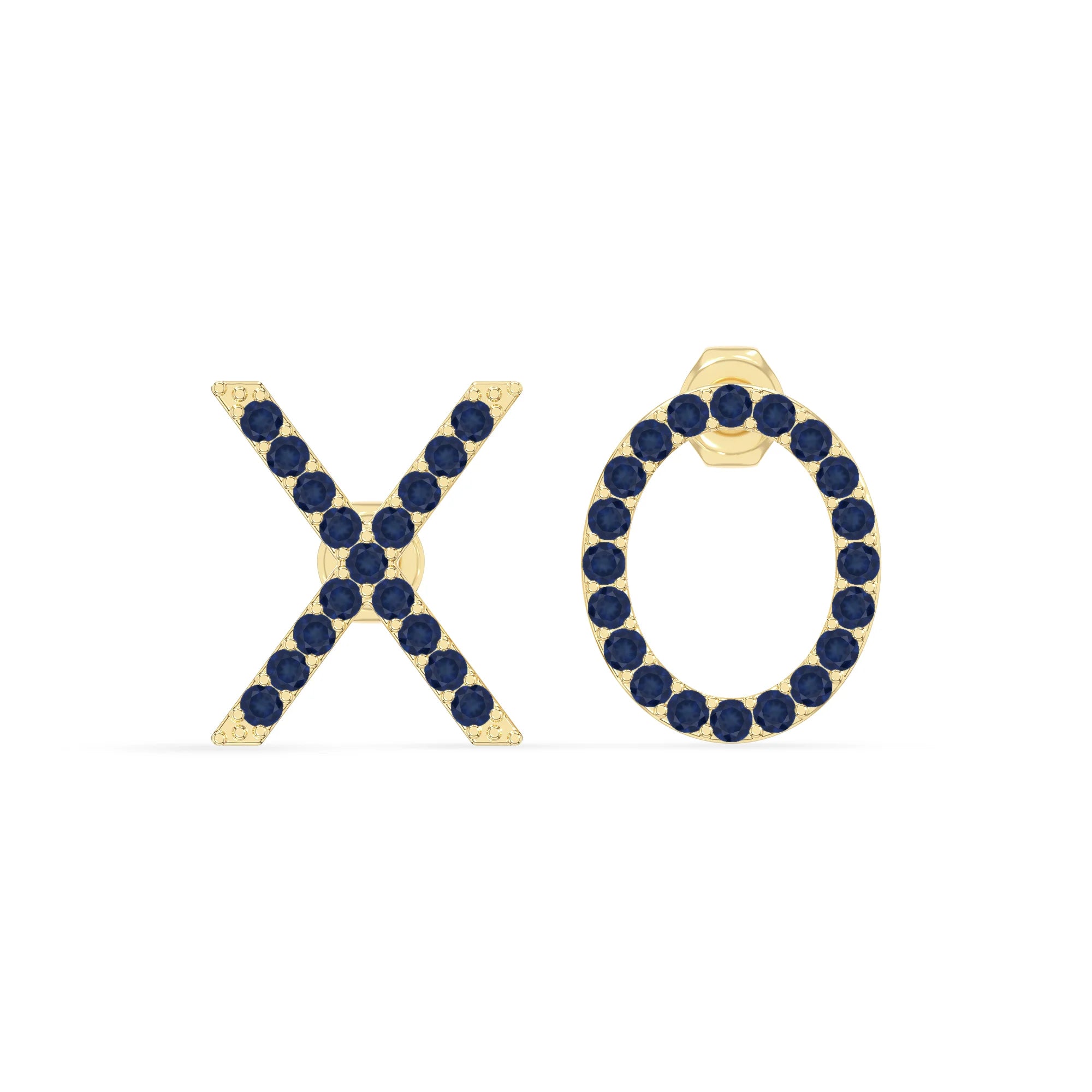 natural blue-sapphire xo stud earrings in yellow gold vermeil 