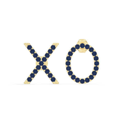 natural blue-sapphire xo stud earrings in yellow gold vermeil 