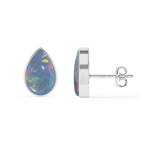 natural australian opal pear shape stud earrings