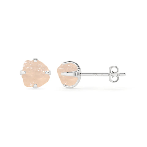 natural pink spinel rough shape stud earrings