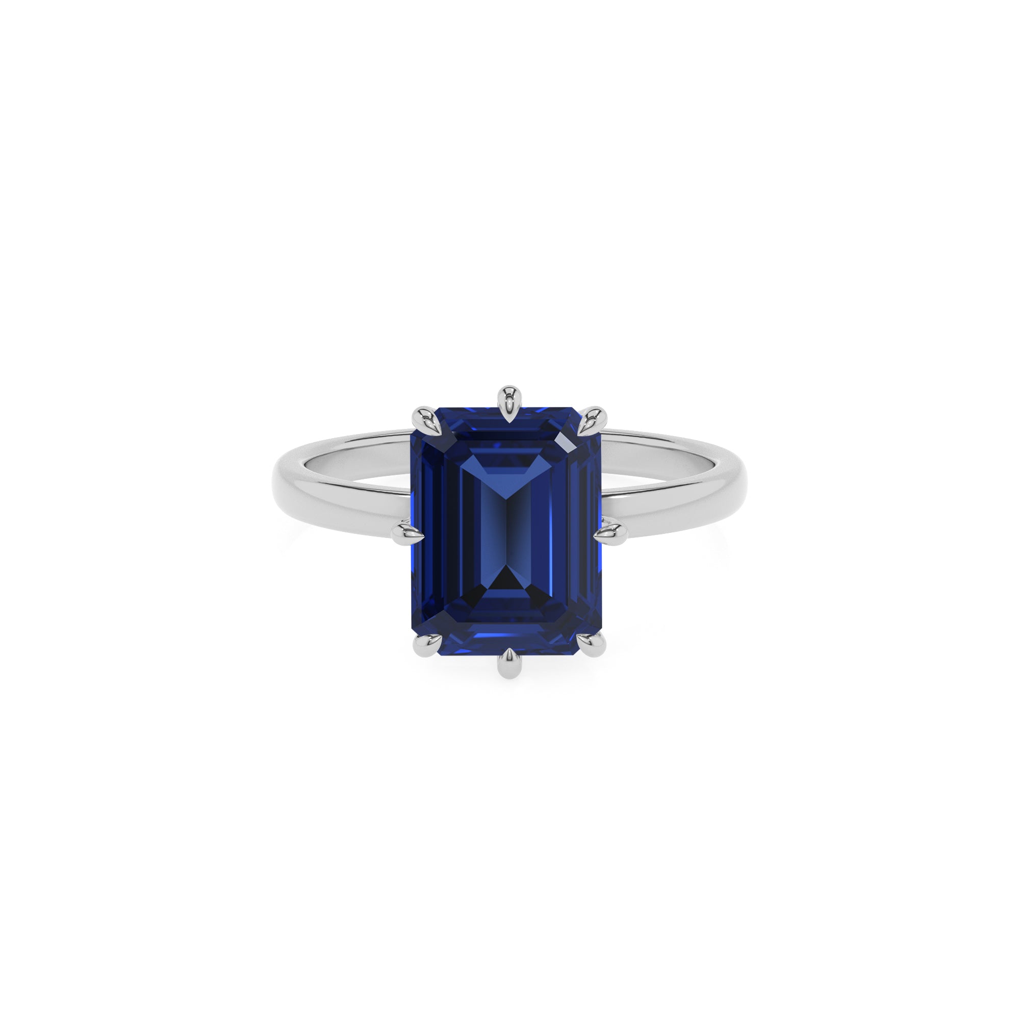 lab-grown blue-sapphire emerald solitaire engagement ring