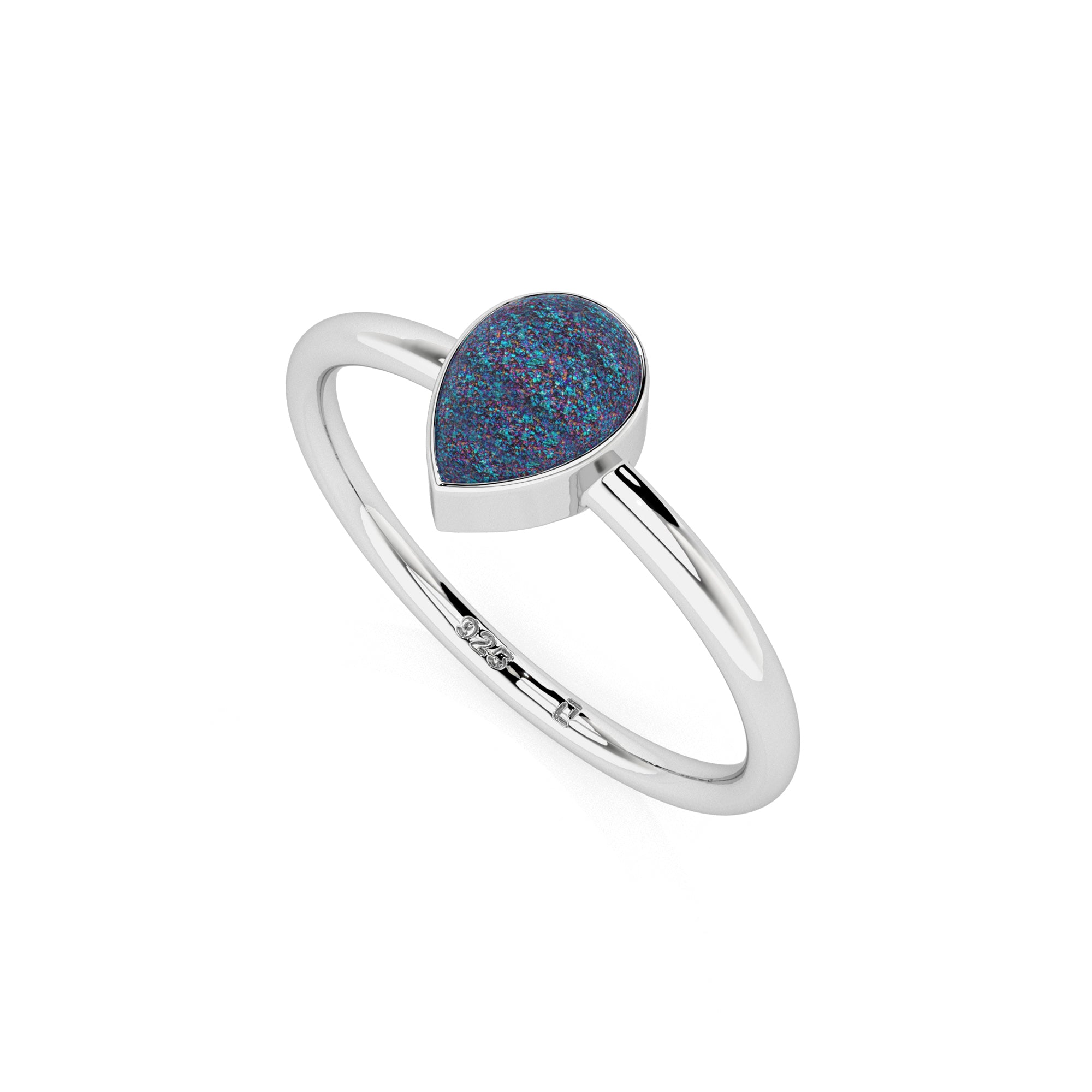 titanium druzy pear cab stackable bezel-set ring