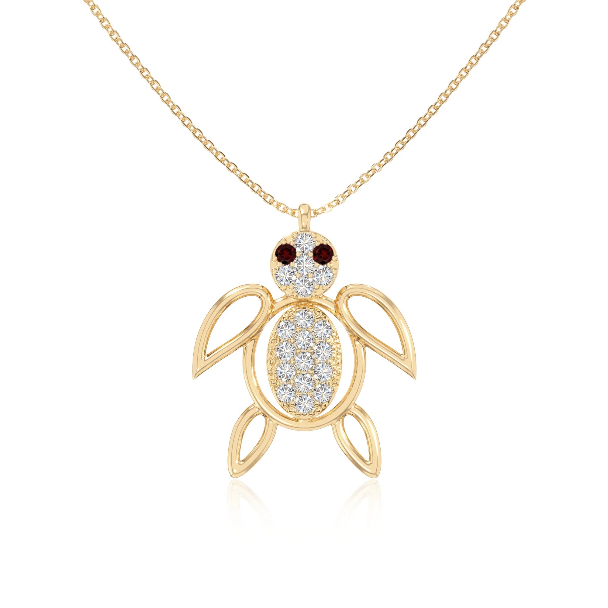 natural garnet turtle necklaces in yellow gold vermeil 