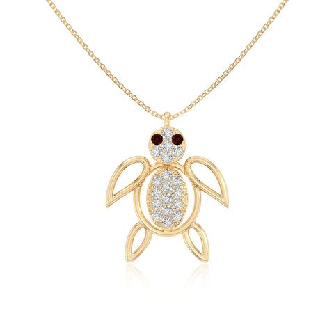 natural garnet turtle necklaces in yellow gold vermeil 