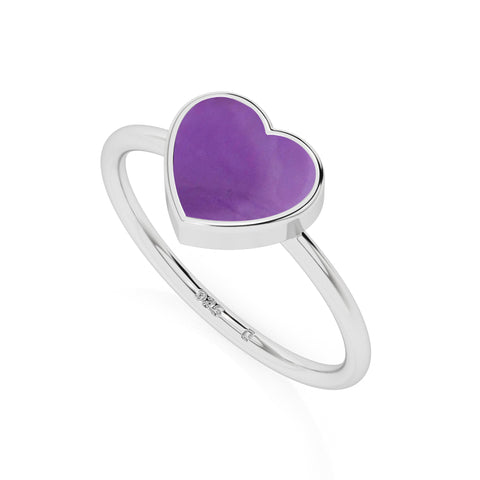 amethyst heart shape stackable bezel-set ring