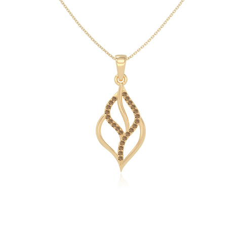 natural citrine leaf necklaces in yellow gold vermeil 