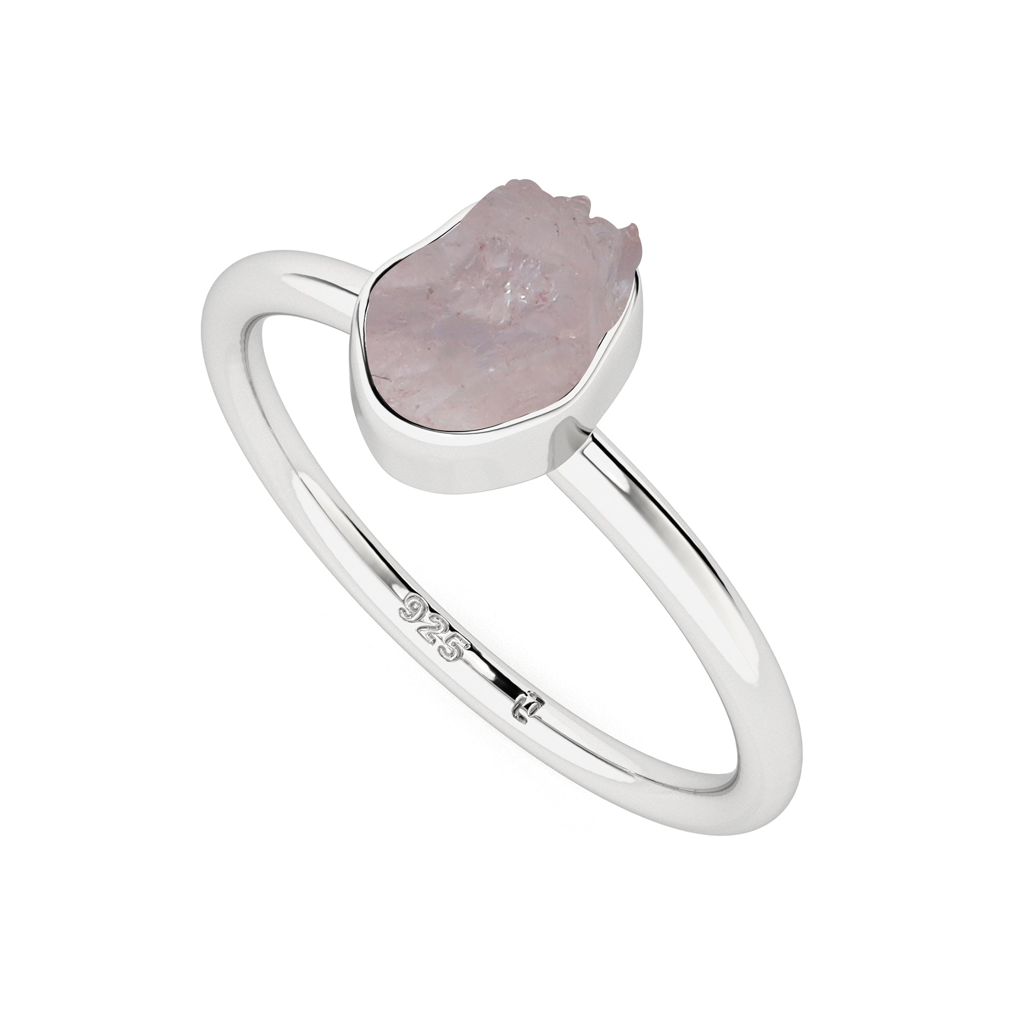 morganite rough shape stackable bezel-set ring