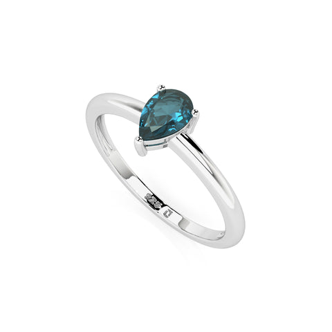 london blue topaz pear cut stackable prong-set ring