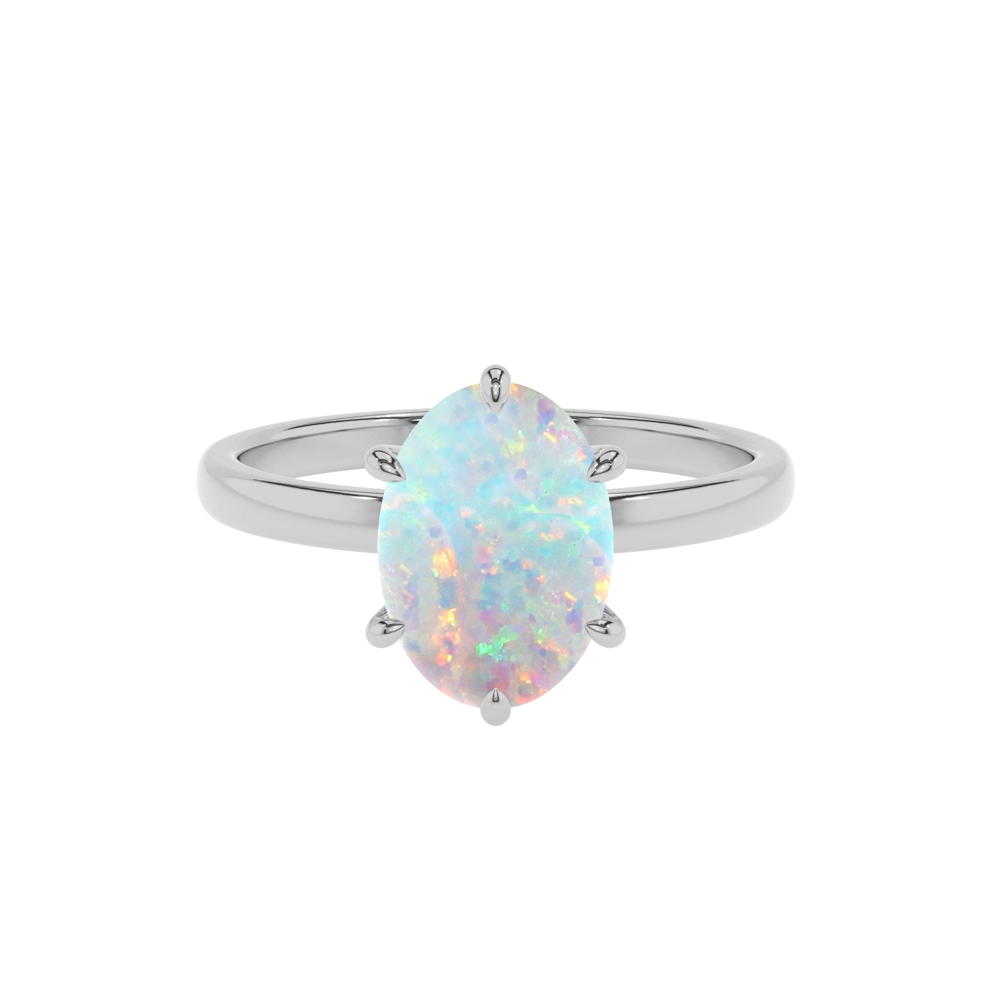 lab grown opal oval solitaire engagement ring