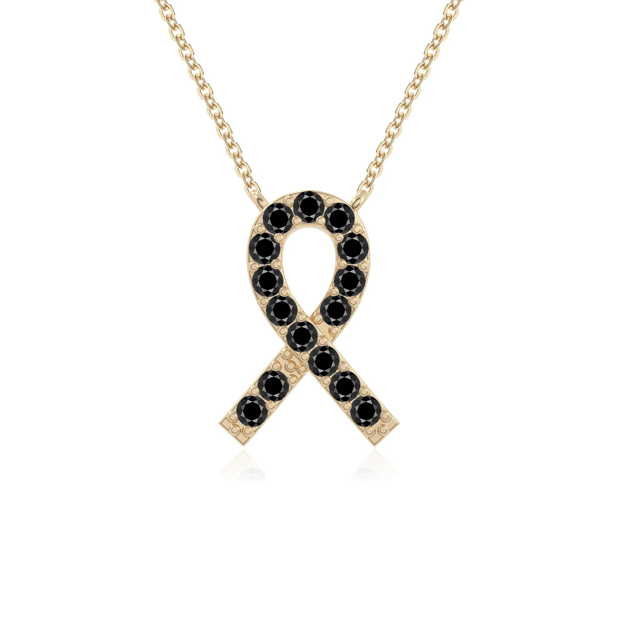 natural black onyx cancer ribbon necklaces in yellow gold vermeil 