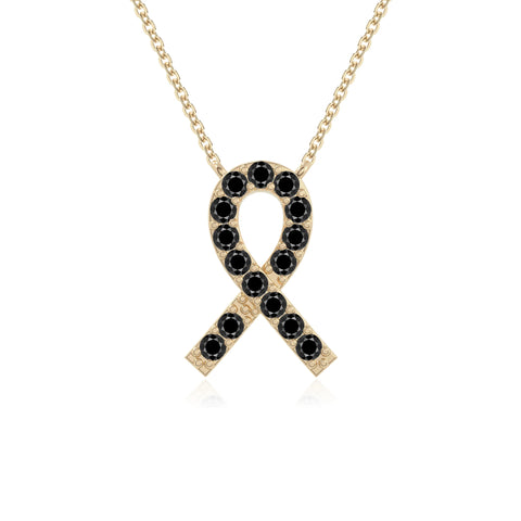 natural black onyx cancer ribbon necklaces in yellow gold vermeil 