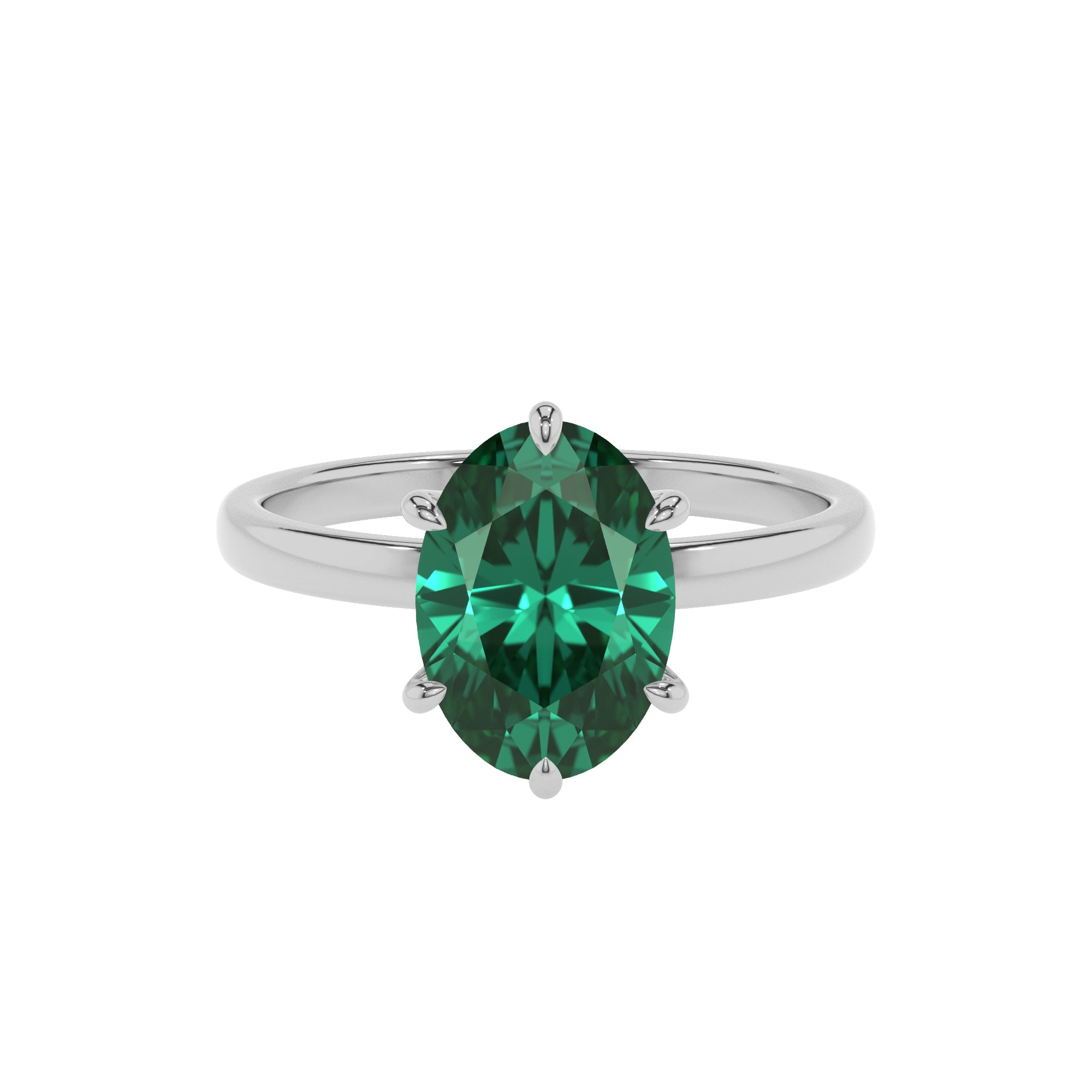 lab-grown emerald oval solitaire engagement ring