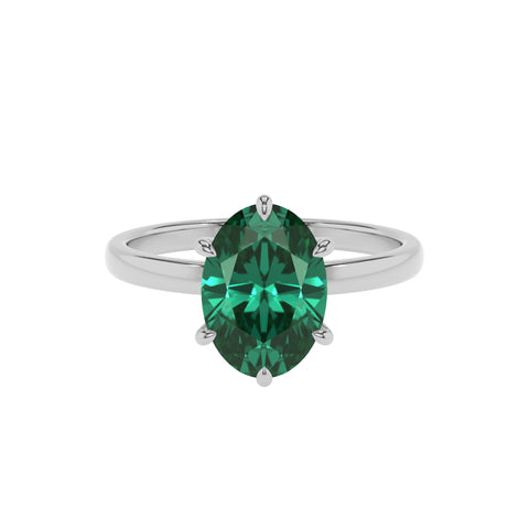 lab-grown emerald oval solitaire engagement ring