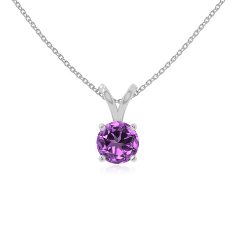 natural amethyst v-bale solitaire necklaces in sterling silver 